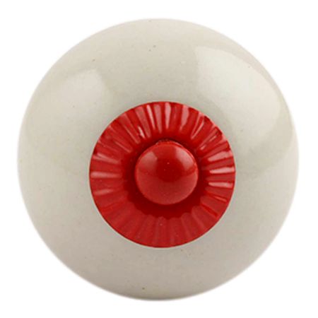 Cream Red Fitting Ceramic Knob